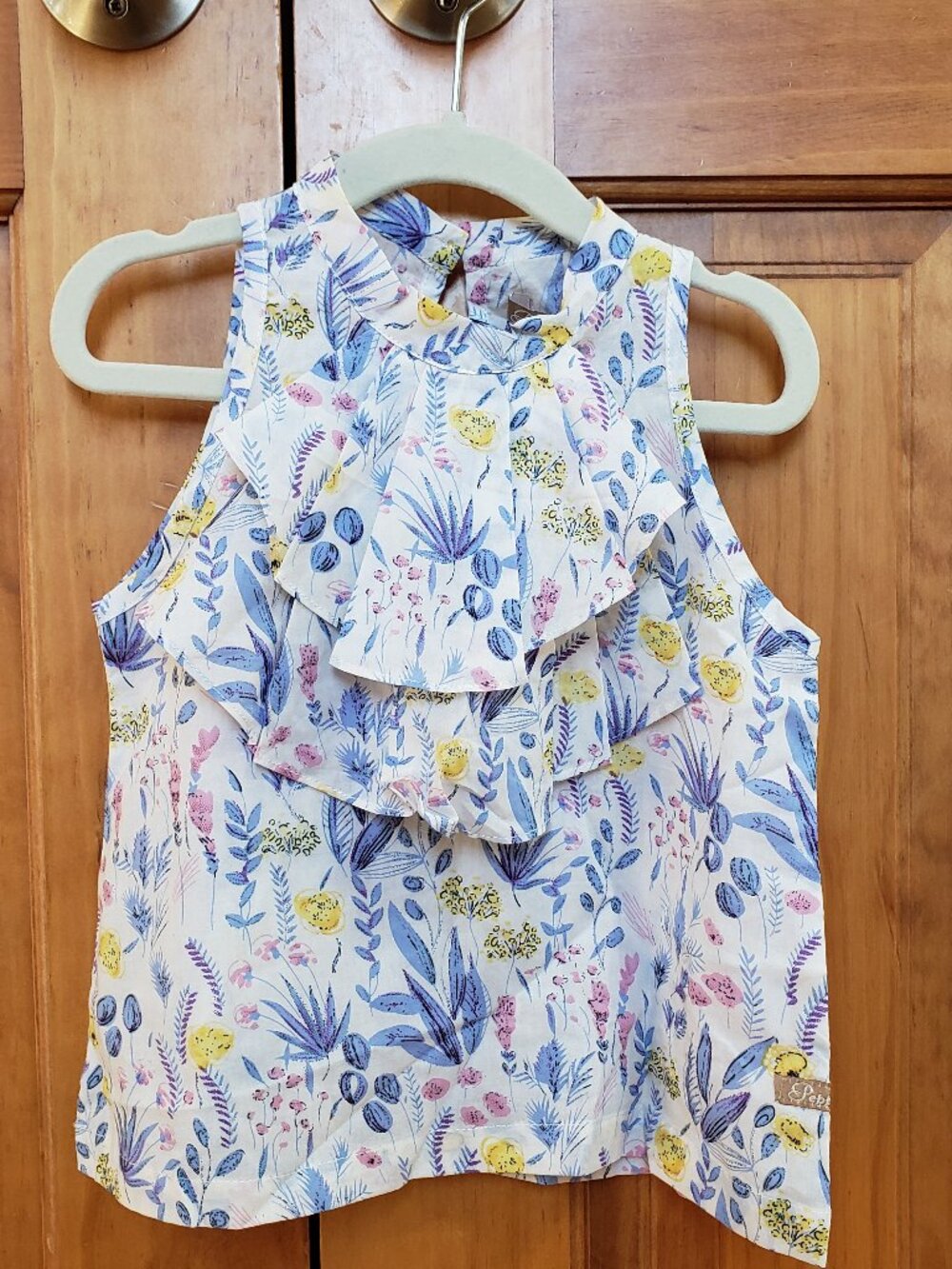 NWT Girls Peppermint Boutique Floral Shirt 4T Ruffles Spring Summer Sleeveless